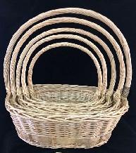 Willow baskets 59x47xH20, 52x42xH16, 45x36xH14, 39x31xH13, 33x25xH11cm 5pcs